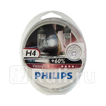 12342VP - Лампа H4 (60/55W) PHILIPS Vision Plus +60% яркости для Автомобильные лампы, PHILIPS, 12342VP