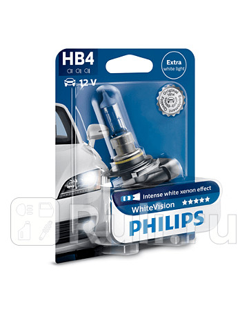 9006  WHV B1 - Лампа HB4 (51W) PHILIPS White Vision 3700K +60% яркости для Автомобильные лампы, PHILIPS, 9006  WHV B1