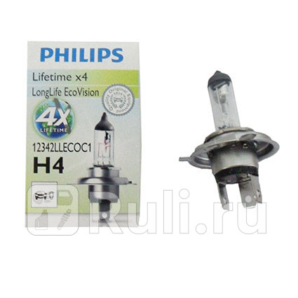 12342LLC - Лампа H4 (60/55W) PHILIPS Long Life для Автомобильные лампы, PHILIPS, 12342LLC