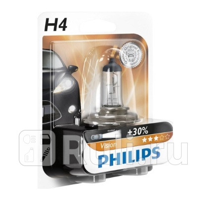 12342PRB1 - Лампа H4 (60/55W) PHILIPS Vision +30% яркости для Автомобильные лампы, PHILIPS, 12342PRB1