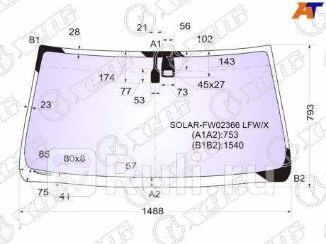 SOLAR-FW02366 LFW/X - Лобовое стекло (XYG) Lexus GX 470 (2002-2009) для Lexus GX 470 (2002-2009), XYG, SOLAR-FW02366 LFW/X