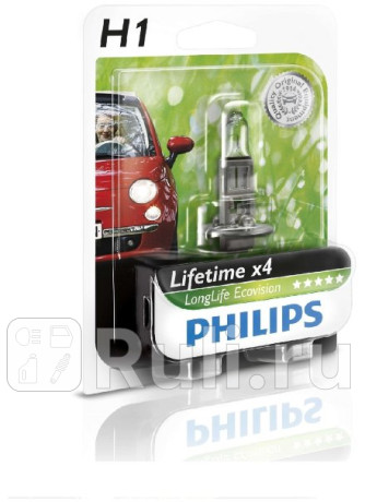 12258 LLECO B1 - Лампа H1 (55W) PHILIPS Long Life 3300K для Автомобильные лампы, PHILIPS, 12258 LLECO B1