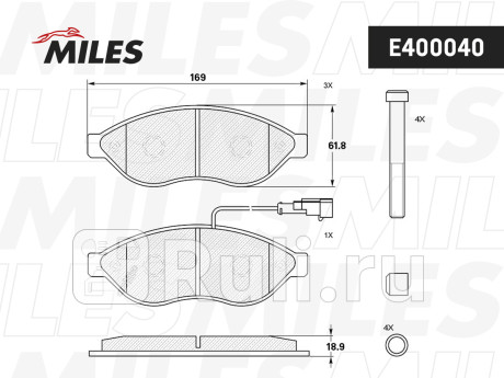 E400040 - Колодки тормозные дисковые передние (MILES) Citroen Jumper 250 (2006-2014) для Citroen Jumper 250 (2006-2014), MILES, E400040