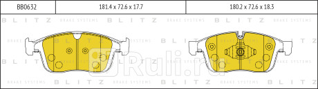 Колодки тормозные дисковые передние volvo xc60 08- BLITZ BB0632  для прочие, BLITZ, BB0632