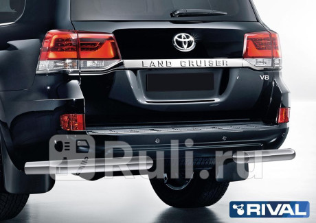 R.5717.009 - Защита заднего бампера d76 уголки (RIVAL) Toyota Land Cruiser 200 рестайлинг 2 (2015-2020) для Toyota Land Cruiser 200 (2015-2021) рестайлинг 2, RIVAL, R.5717.009