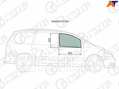 SHARAN FD/RH - Стекло двери передней правой (XYG) Volkswagen Sharan (2000-2010) для Volkswagen Sharan (2000-2010), XYG, SHARAN FD/RH