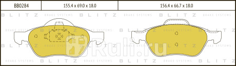 Колодки тормозные дисковые передние renault megane 04- BLITZ BB0284  для прочие, BLITZ, BB0284